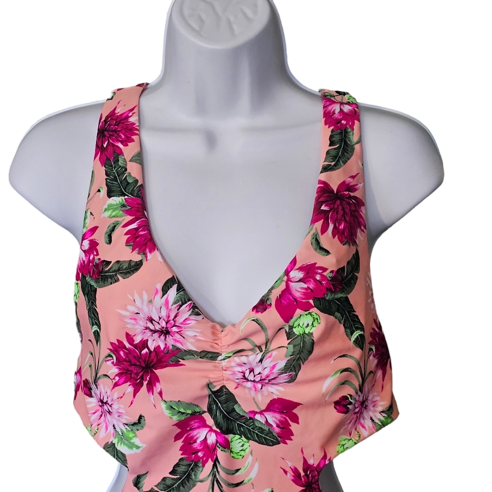 Tori Praver Racerback One Piece Swimsuit- Bright Floral Hawaiian Size L - Picture 3 of 10